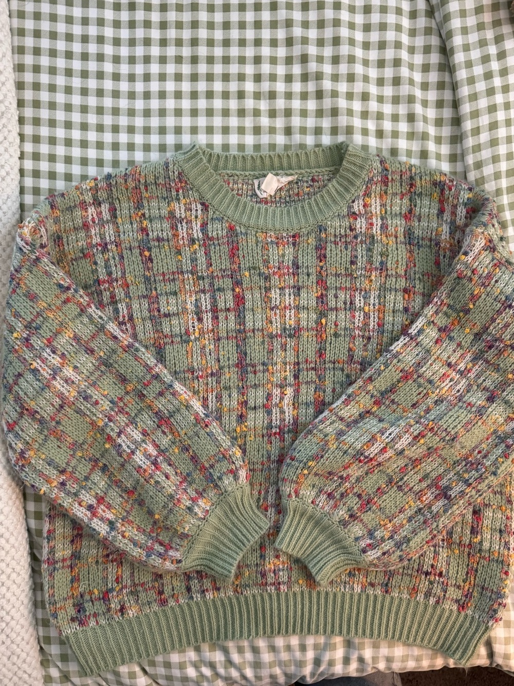 Love Riche Mint Green Speckled Crewneck Sweater